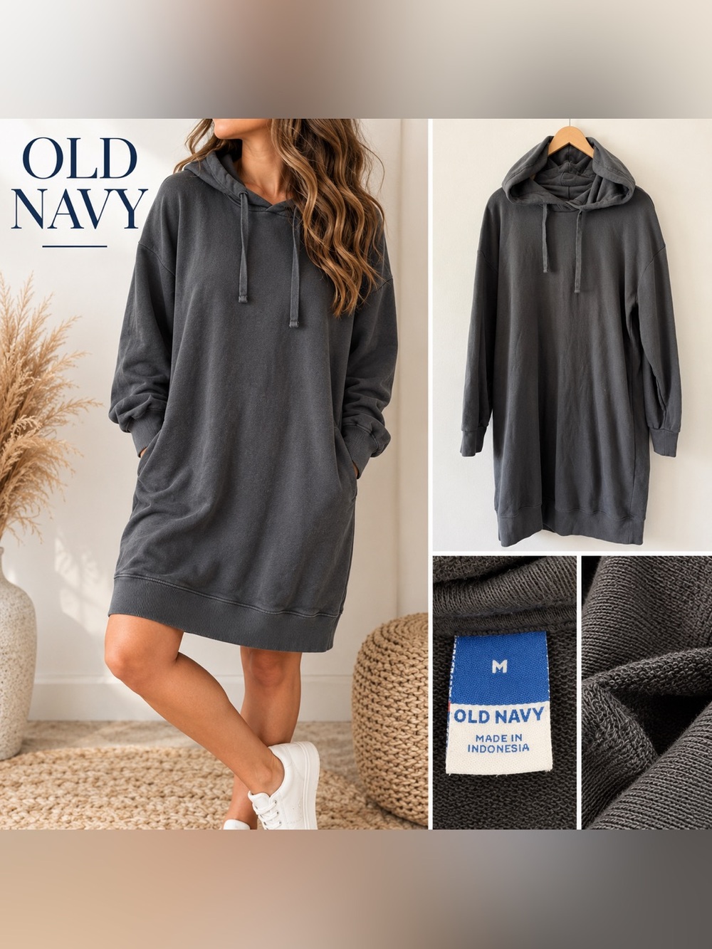 Old Navy Charcoal Gray Hoodie Dress (NO POCKETS)